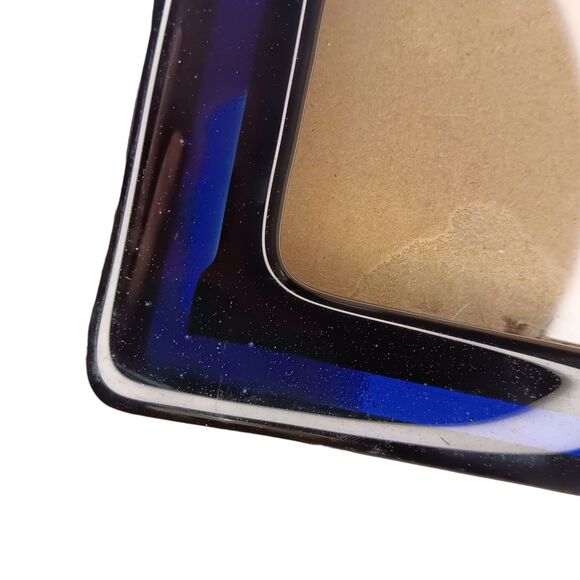 Art Deco Cobalt Blue And Black Glass Rectangle Tabletop Picture Photo Frame - Picture 7 of 13